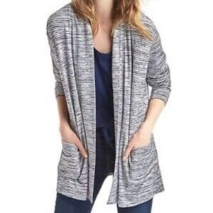 Gap Long Sleeve Striped Open Front Cardigan Blue Size Small